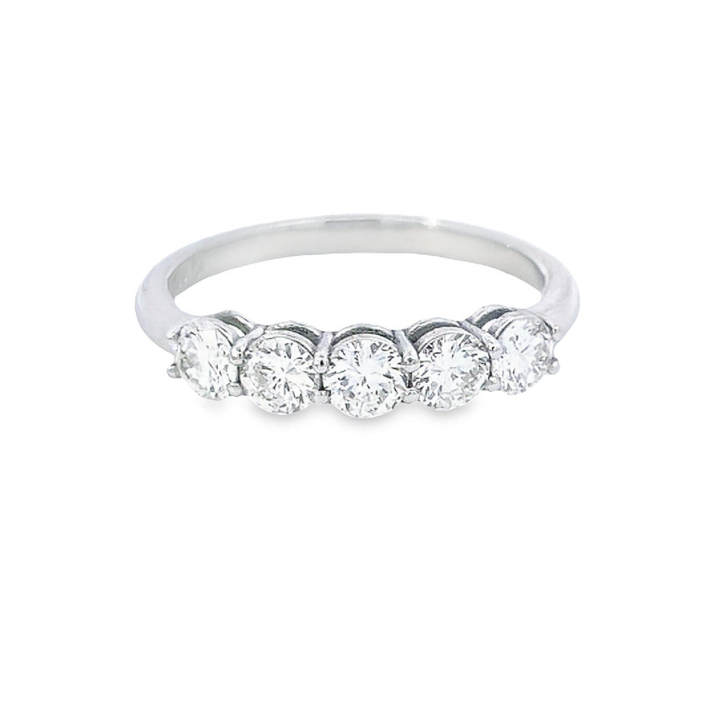 GIA 1.00ct E/SI1 5 Stone Diamond Ring set in Platinum