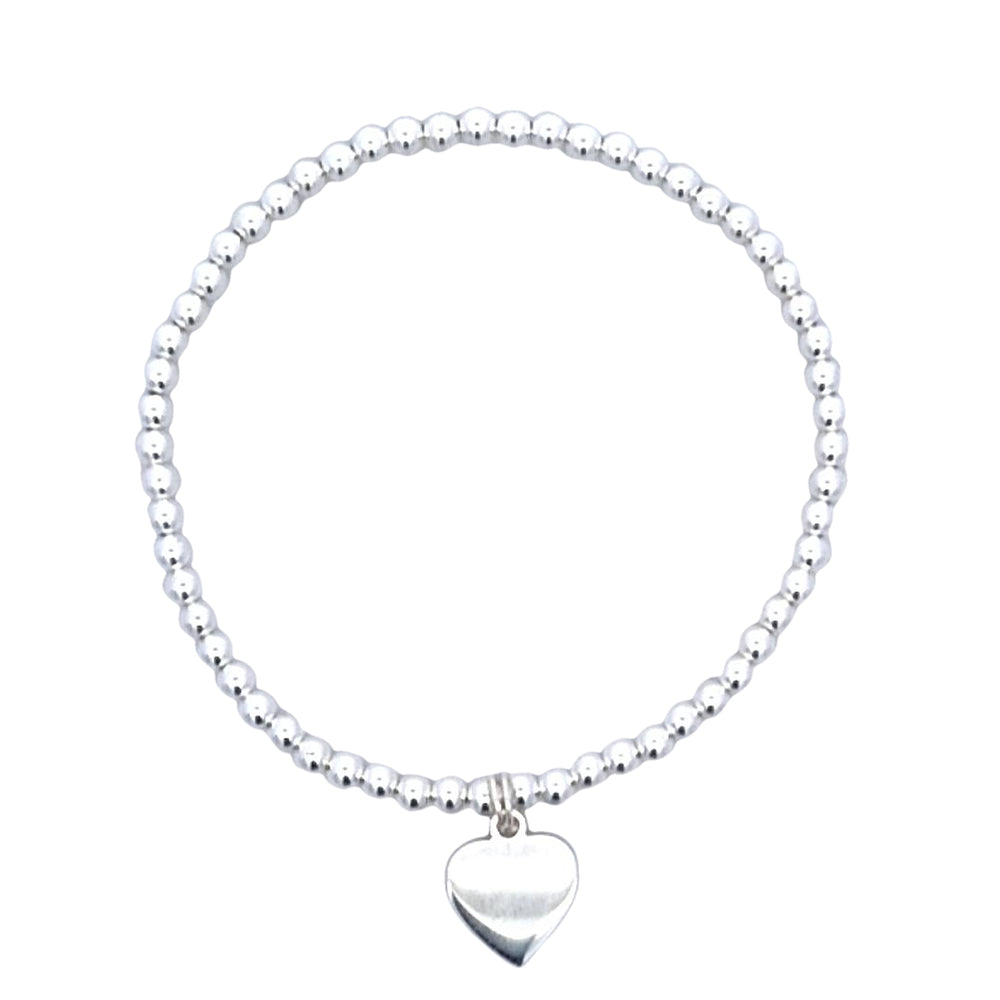 Expanding Silver Friendship Heart Charm Bracelet (925 Silver)