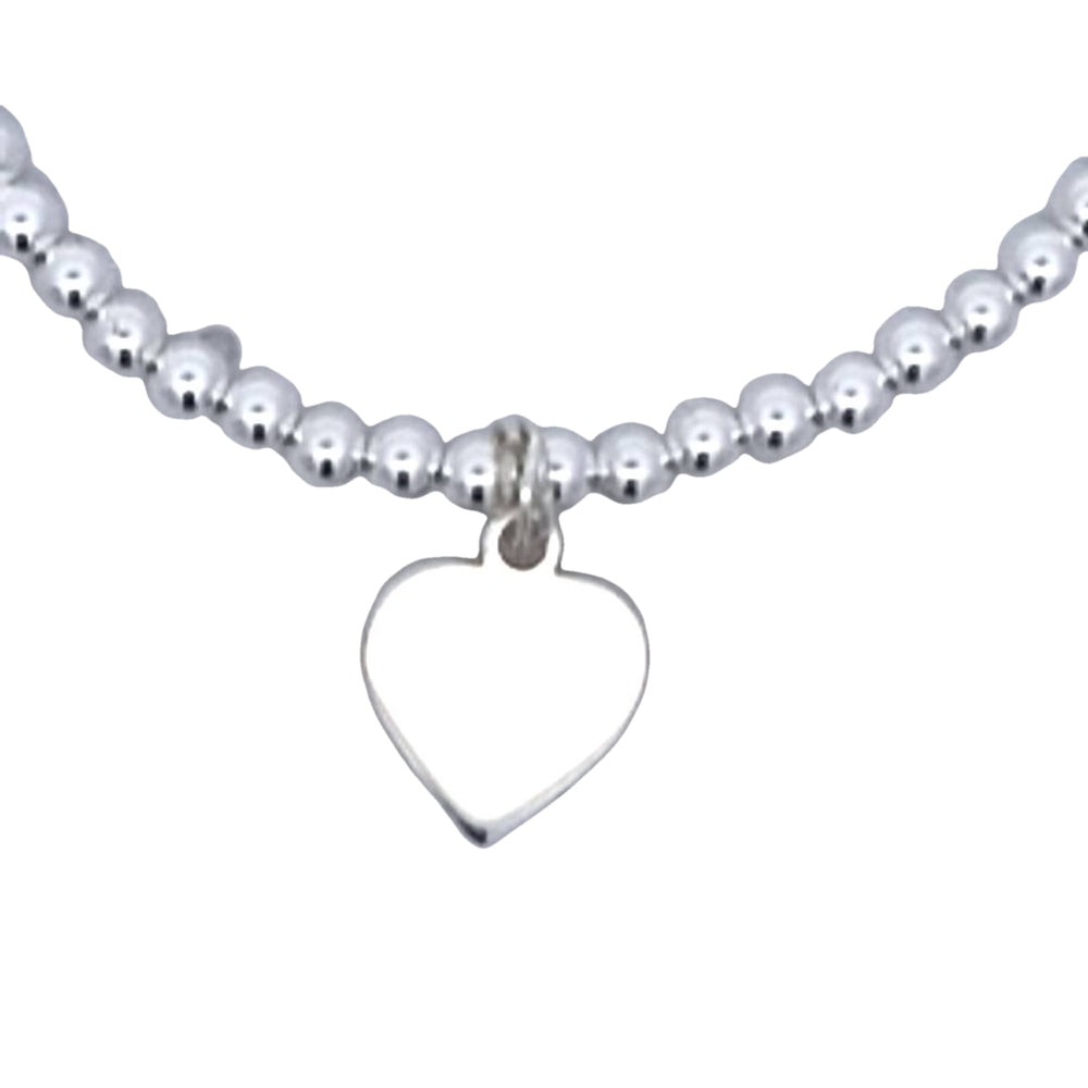 Expanding Silver Friendship Heart Charm Bracelet (925 Silver)