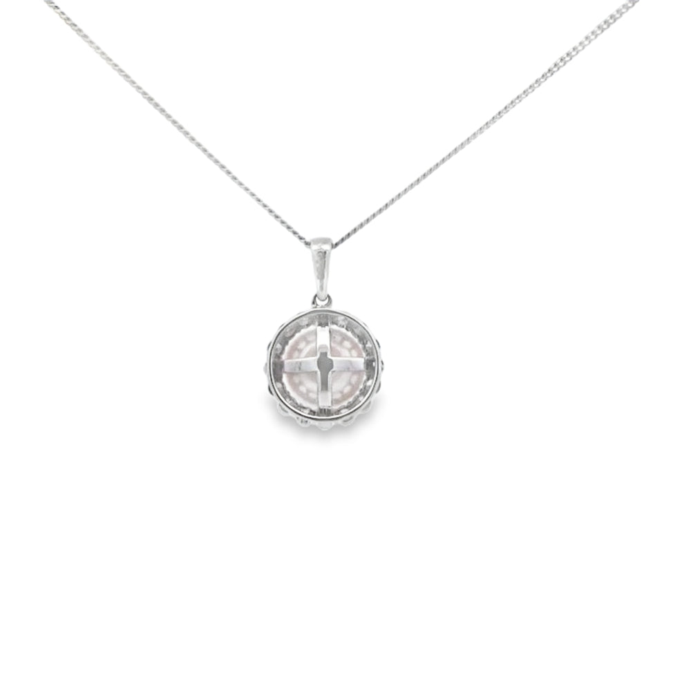 Pearl Halo Pendant AAA Quality Akoya Pearls 8 - 8.5mm in 18ct White Gold