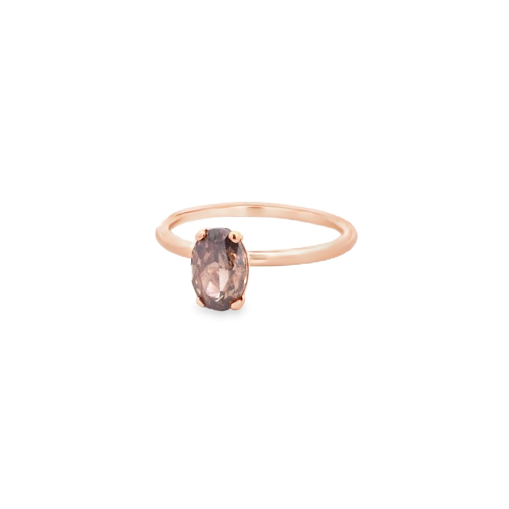 GIA 1.00ct Fancy Dark Orangy Brown Oval Cut Diamond Solitaire Set in 18ct Rose Gold