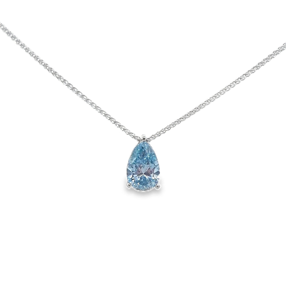 IGI 1.55ct Fancy Vivid Blue/SI1 LAB Diamond Pear Shape Pendant in Platinum