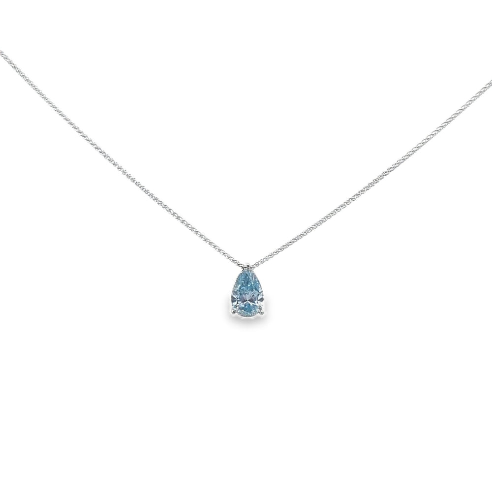 IGI 1.55ct Fancy Vivid Blue/SI1 LAB Diamond Pear Shape Pendant in Platinum