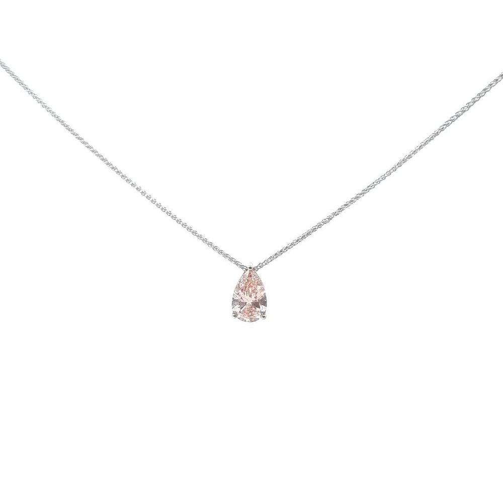 IGI 1.50ct Fancy Brown Pink/VS2 LAB Diamond Pear Shape Pendant in Platinum