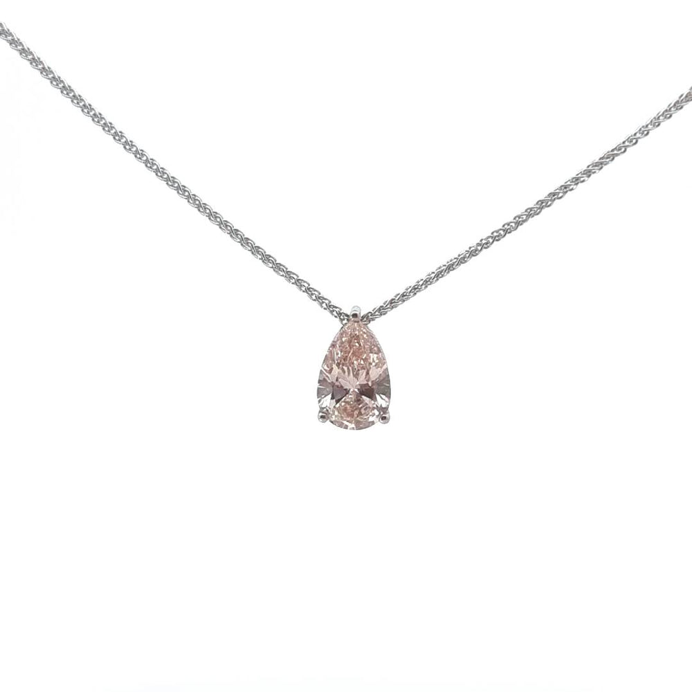 IGI 1.50ct Fancy Brown Pink/VS2 LAB Diamond Pear Shape Pendant in Platinum