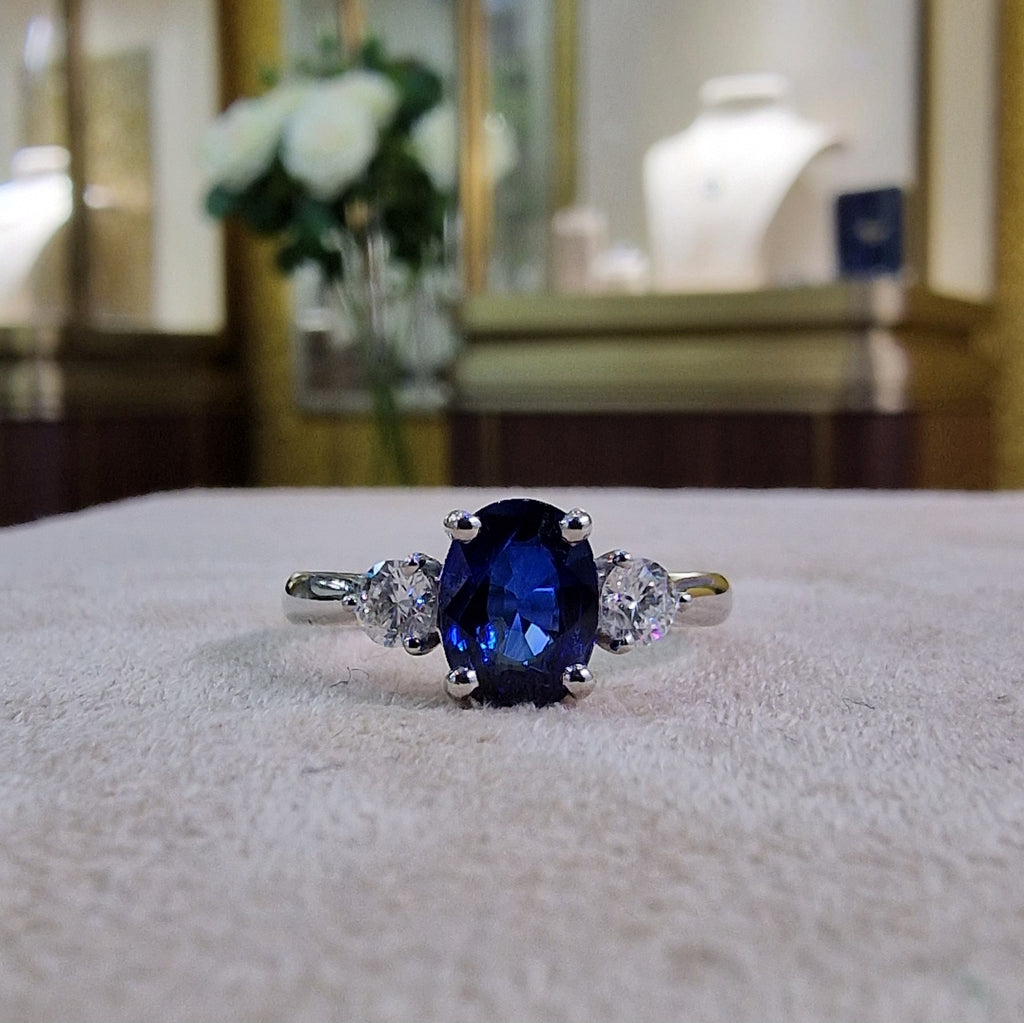 Jason Sapphire & Diamond Platinum Ring