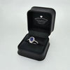 Oval Cut Sapphire & Diamond Cluster Ring with Diamond Shoulders Set in 18ct White Gold