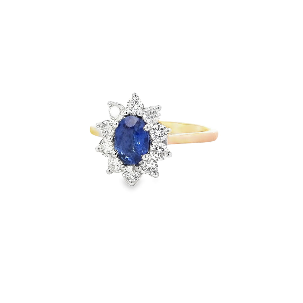 1.94ct Sapphire & 0.79ct Diamond Cluster Ring Set in 18ct Gold