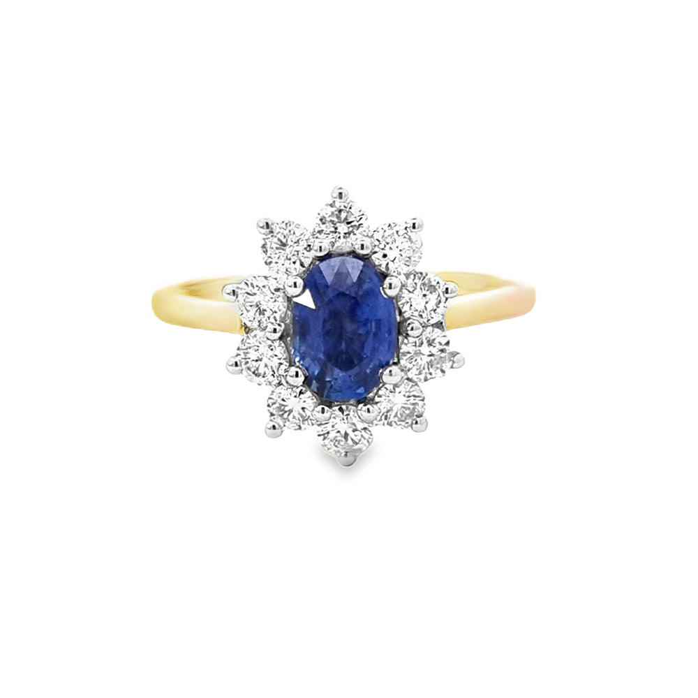 1.94ct Sapphire & 0.79ct Diamond Cluster Ring Set in 18ct Gold