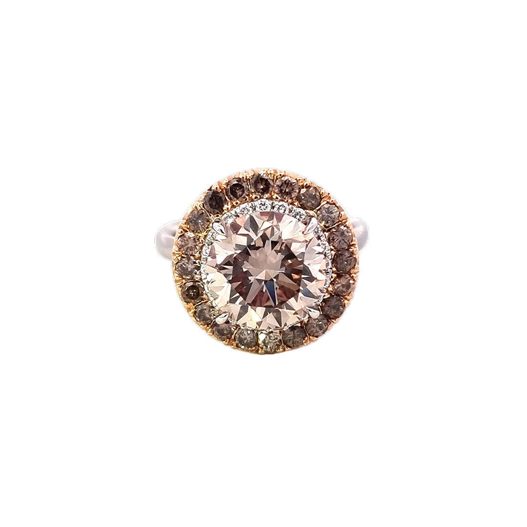 GIA 4.00ct Diamond Halo Ring Set in 18ct Gold