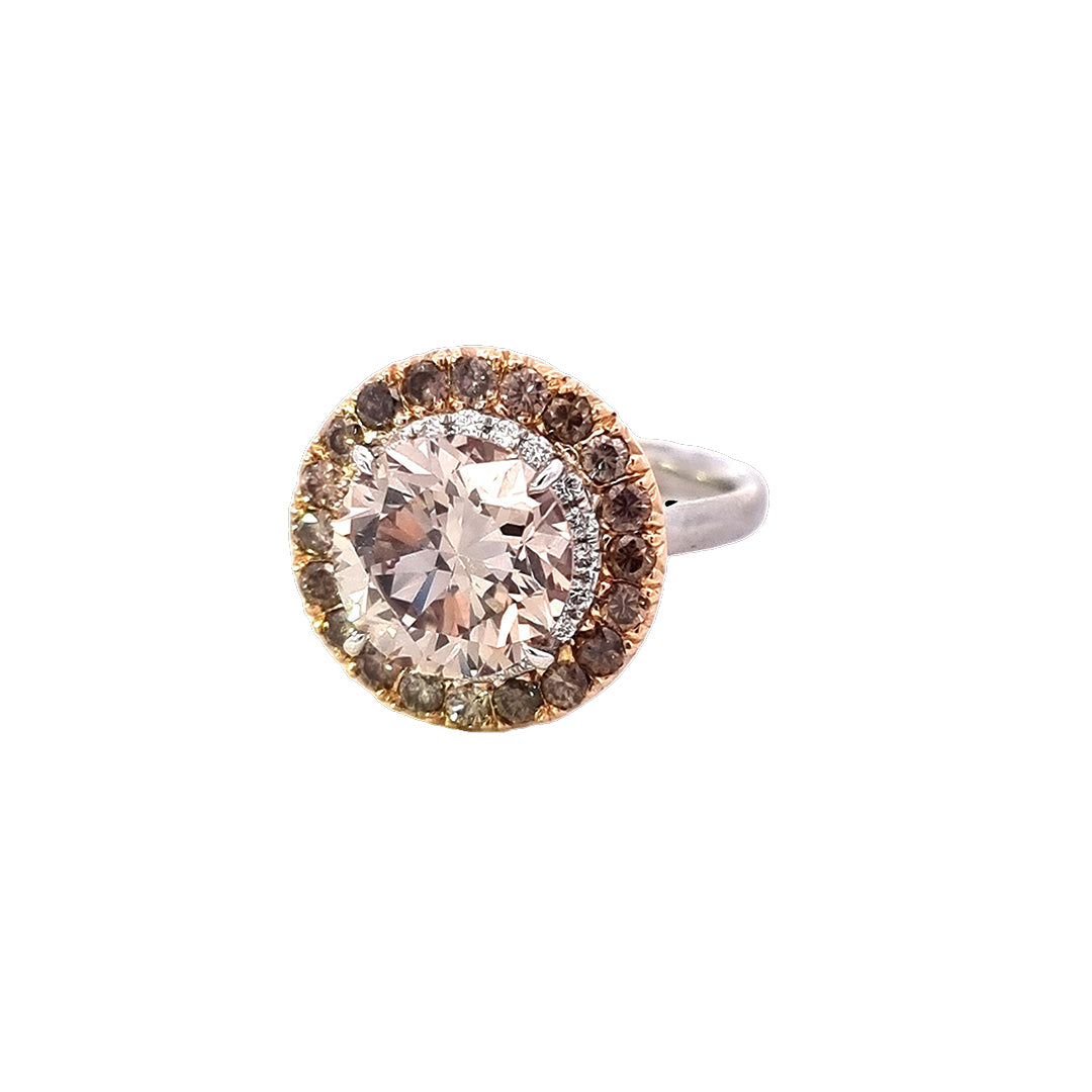 GIA 4.00ct Diamond Halo Ring Set in 18ct Gold