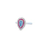 GIA 0.38ct Fancy Green-Blue Pear Cut Diamond Halo Ring Set in 18ct White Gold