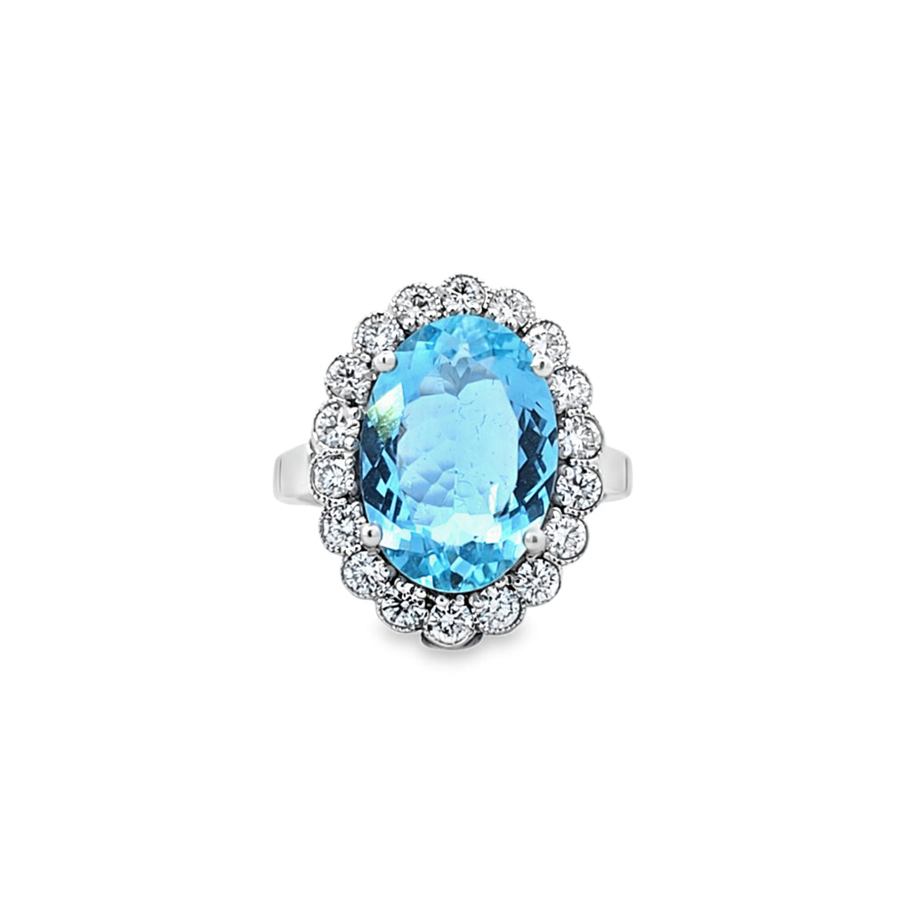 3.00ct Aquamarine & Diamond Ring Set in 18ct White Gold