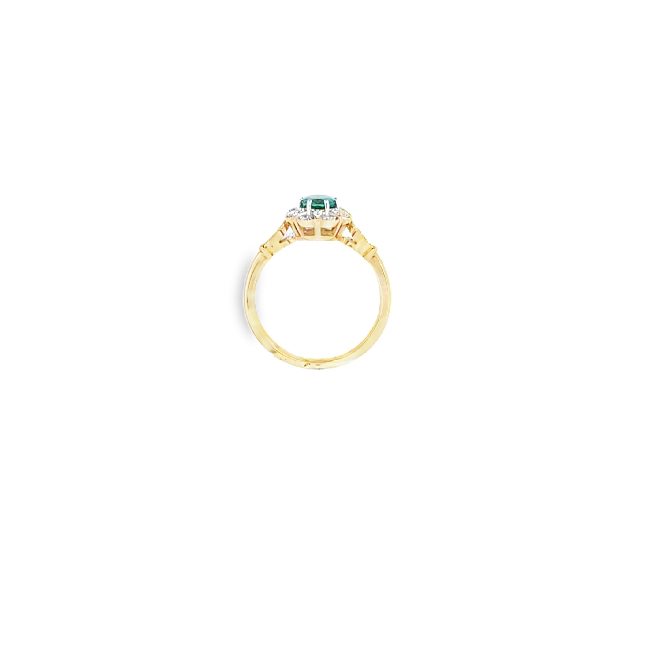 Emerald & Diamond Fancy Cluster Ring set in 18ct Yellow Gold