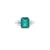 Emerald Ring with Emerald Cut Diamond Side Stones Set in 18ct White Gold