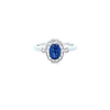 Oval Cut Sapphire & Diamond Fancy Cluster Ring Set in 18ct White Gold