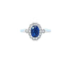 Oval Cut Sapphire & Diamond Fancy Cluster Ring Set in 18ct White Gold