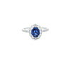 Oval Cut Sapphire & Diamond Cluster Ring with Diamond Shoulders Set in 18ct White Gold