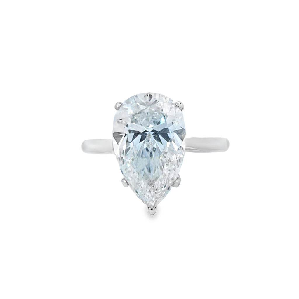 IGI 5.09ct G/VS1 LAB Diamond Pear Shape Solitaire Set In Platinum