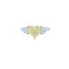 GIA 2.40ct Fancy Intense Yellow Heart Shaped Diamond Ring with Heart Shaped Side Stones Set in 18ct Gold