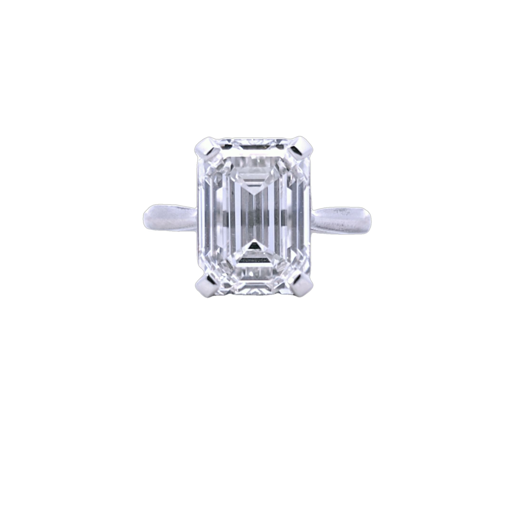 IGI 7.02ct F/VS1 LAB Diamond Emerald Cut Solitaire Set In Platinum