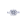 3.70ct G/SI Round Brilliant Cut Diamond Solitaire Ring with Tapered Baguette Shoulders Set in Platinum