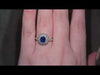 Oval Cut Sapphire & Diamond Fancy Double Cluster Ring with Diamond Shoulders Set in 18ct White Gold